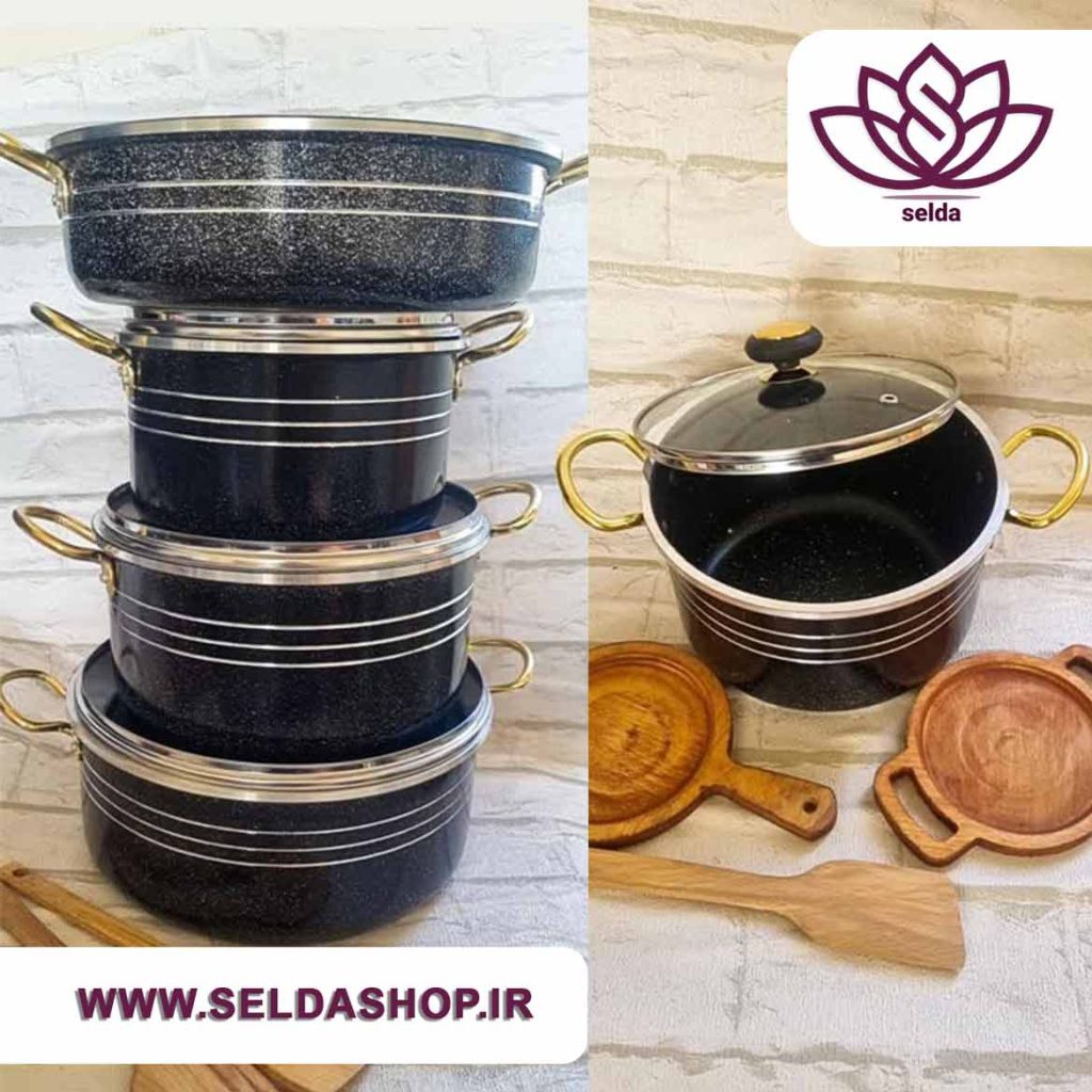 سرویس7پارچه-مشکی| سیاه|Pot|ظروف آشپزخانه| قابلمه| کارا|سلداشاپ| سلدا| آشپزی